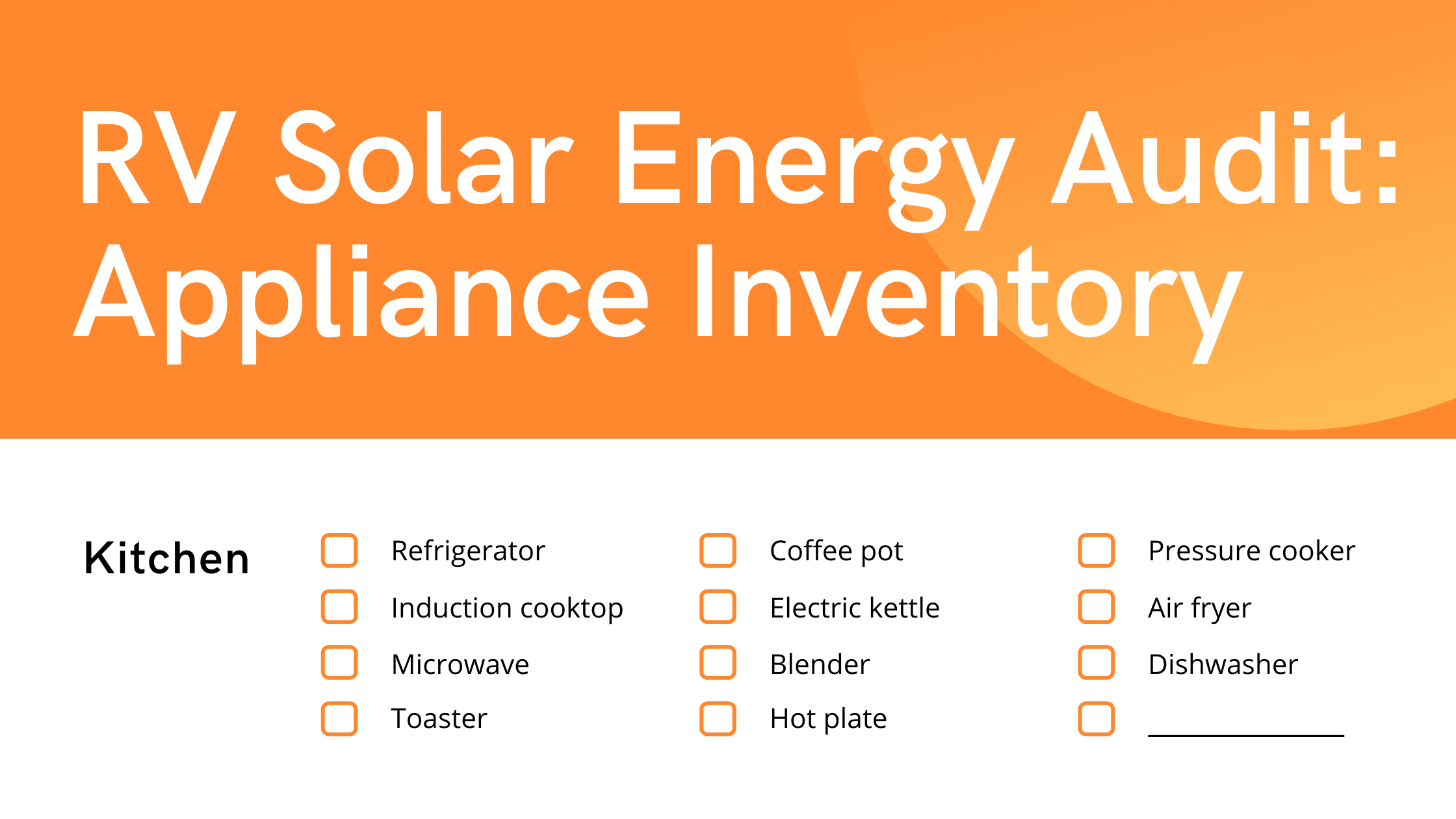 RV solar appliance inventory banner