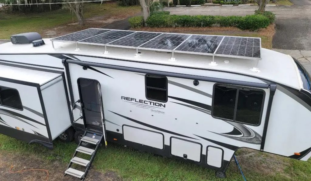 Solar panels on RV roof rack