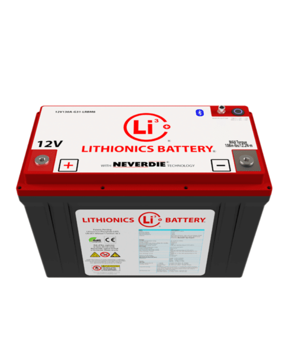 Lithionics 12 Volt 130 Amp Hour G31 Lithium Battery - Internal BMS