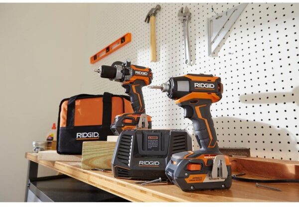 Ridgid 18-Volt Gen5X Lithium-Ion Cordless Brushless Hammer Drill and Impact Driver Combo Kit - Image 9