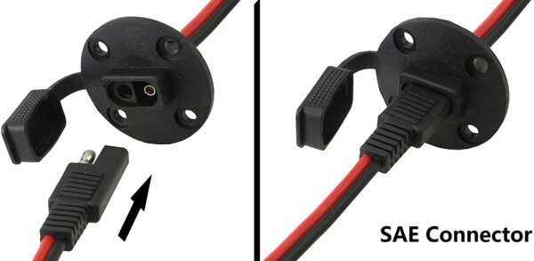 10AWG SAE Female Socket Solar Weatherproof Sidewall Port DIY Cord | SAE Quick Disconnect Wire Harness Panel Mount Power Cable with Cap - Image 2