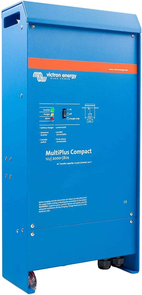 Victron Energy MultiPlus 2000VA 12-Volt Pure Sine Wave Inverter 80 Amp Battery Charger | Compact
