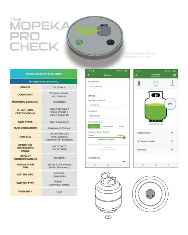Mopeka Pro Check Sensor - Wireless Propane Tank Magnetic Sensor Level Indicator