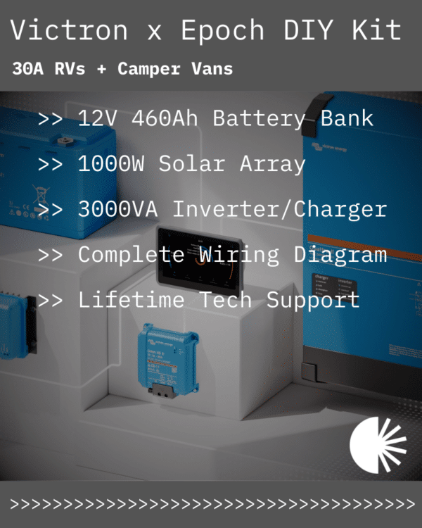 Victron x Epoch Complete Solar Kit - 12V 460Ah LiFePO4 | 1000W Rich Solar | 3000VA Inverter/Charger | For 30A RVs + Camper Vans