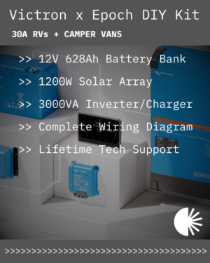Victron x Epoch Complete Solar Kit - 12V 628Ah LiFePO4 | 1200W Rich Solar | 3000VA Inverter/Charger | For 30A RVs + Camper Vans