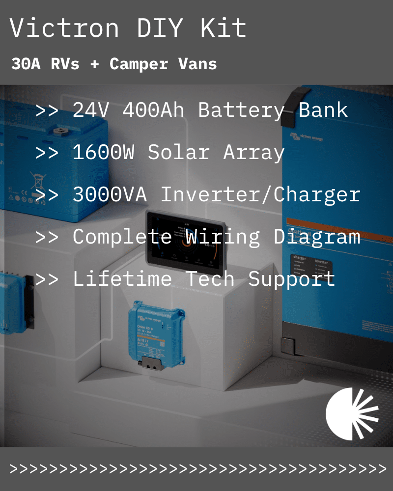 Victron Complete Solar Kit 24V 400Ah LiFePO4 | 1600W Rich Solar | 3000VA Inverter/Charger | For 30A RVs + Camper Vans