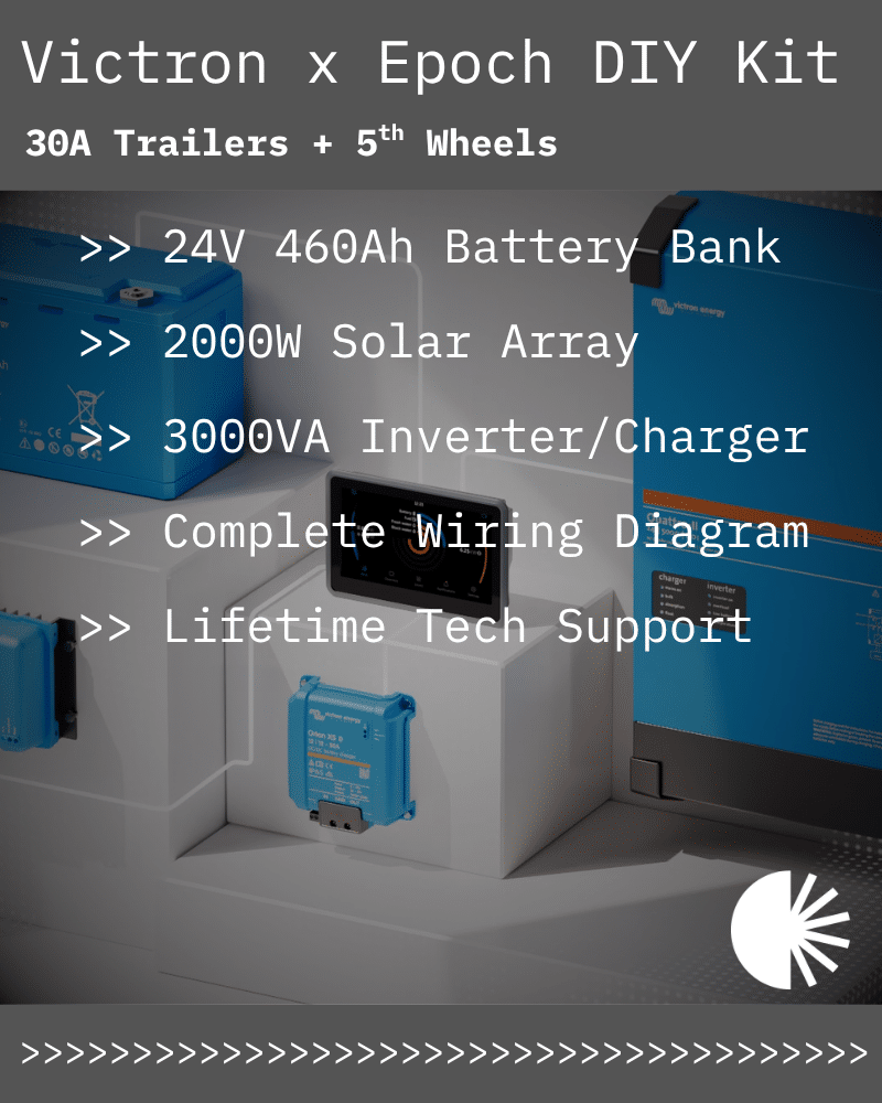 Victron x Epoch Complete Solar Kit - 24V 460Ah LiFePO4 | 2000W Rich Solar | 3000VA Inverter/Charger | For 30A Trailers + 5th Wheels