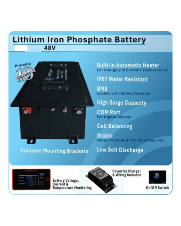 AIMs Golf Cart 150AH Lithium Battery 48V 7.6 kWh with Charger and Wiring kit