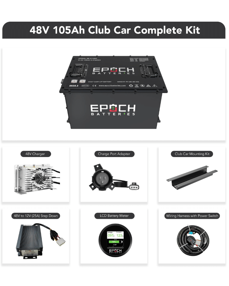 Epoch 48V 105Ah - LiMax Series - Lithium (LiFePO4) Golf Cart Battery - Complete Kit