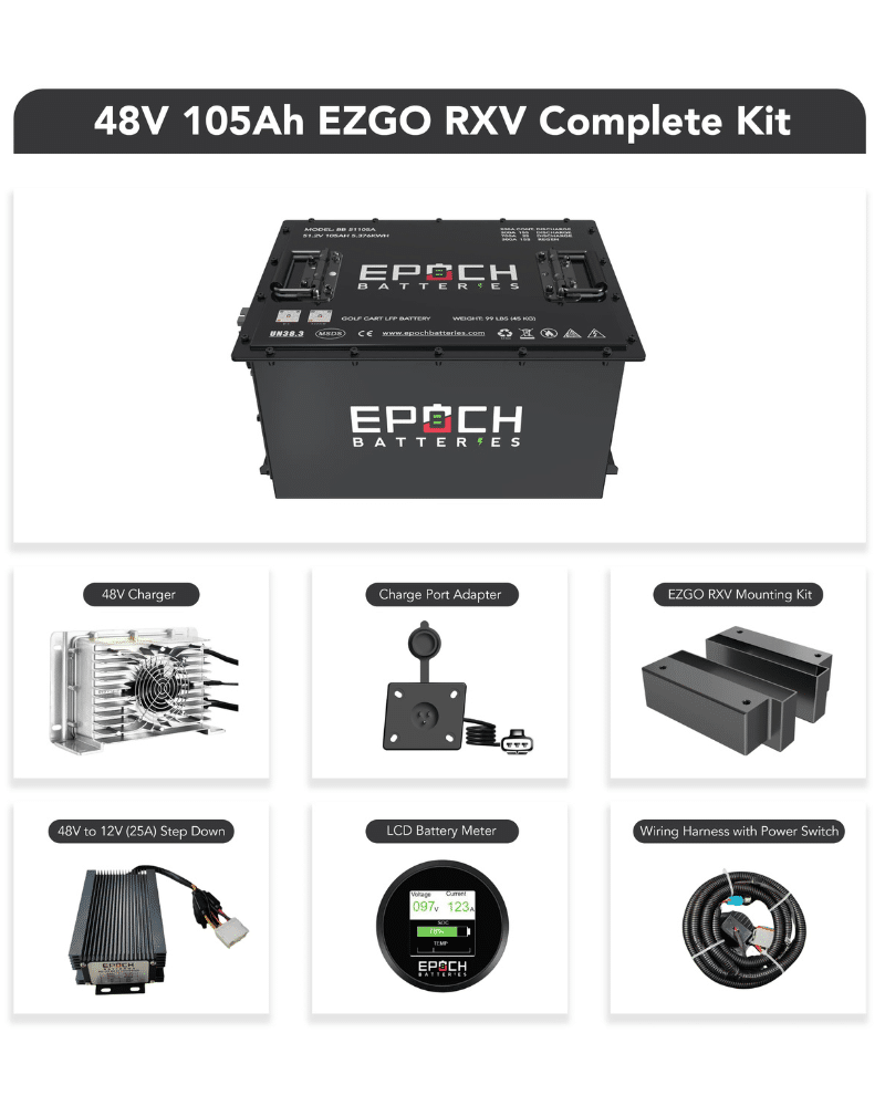 Epoch 48V 105Ah - LiMax Series - Lithium (LiFePO4) Golf Cart Battery - Complete Kit