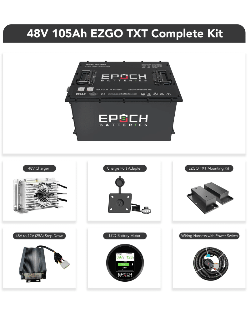 Epoch 48V 105Ah - LiMax Series - Lithium (LiFePO4) Golf Cart Battery - Complete Kit